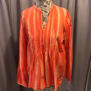 Liz & Co  orange red and yellow blouse. Size XL